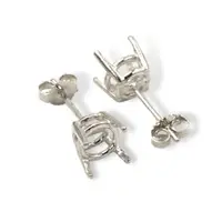 Round Center Post Basket Pre-notched Earring Mountings - Sterling Silver