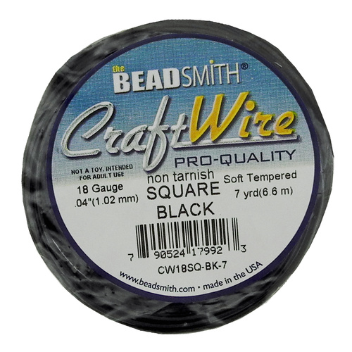 Craft Wire 18GA Square - Black