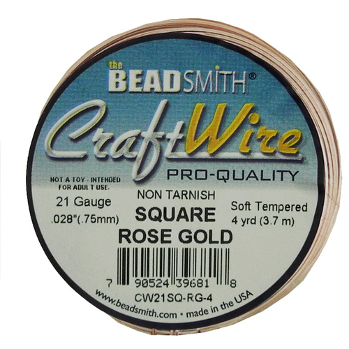 Craft Wire 21GA Square - Rose Gold