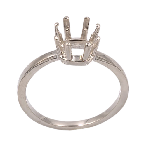 Square Solitaire 8-Prong Ring Setting - Sterling Silver