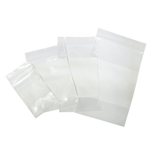 Zip Lock Bag with White Strip 75mm x 125mm - 100 Pack